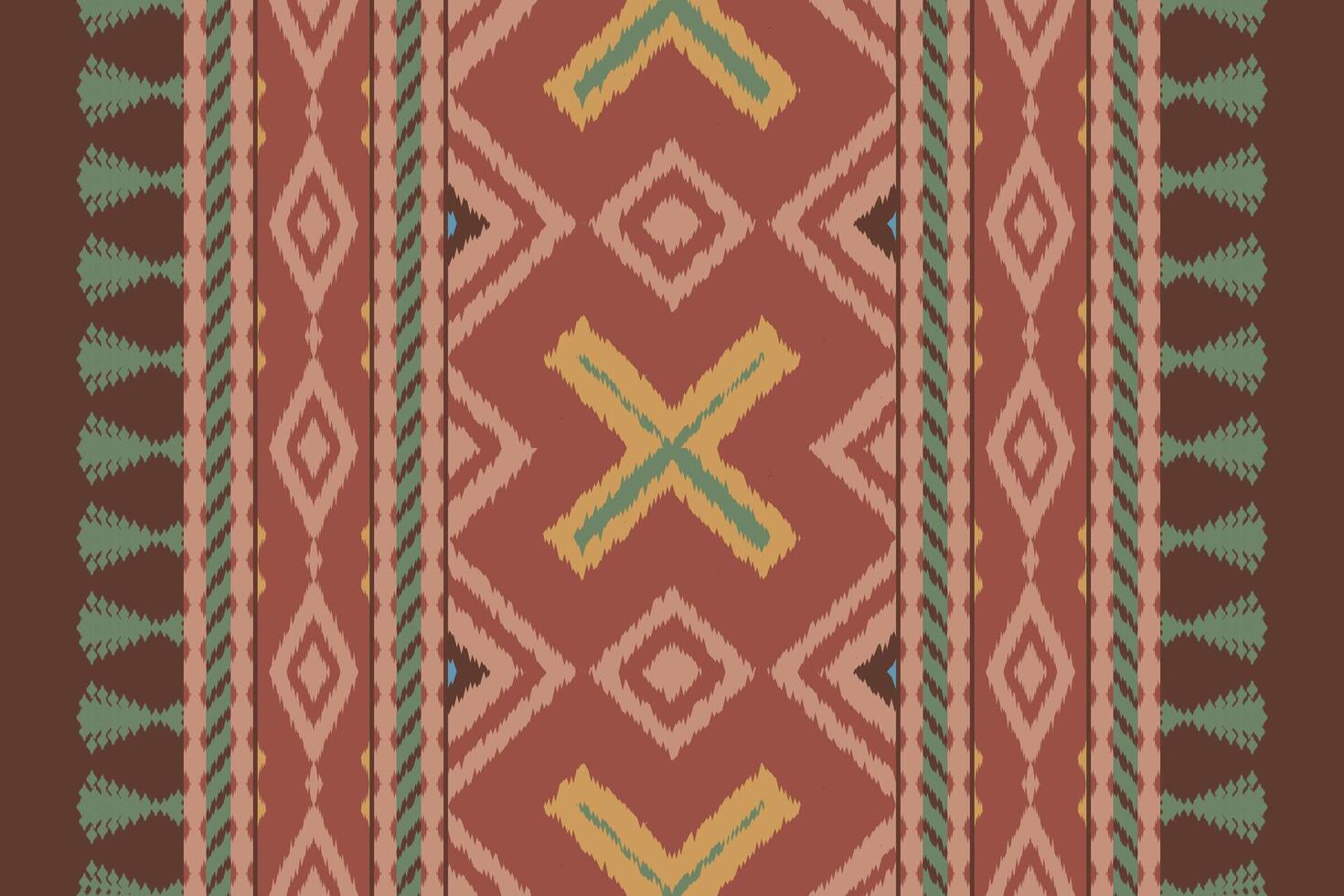 Motif Ikat Paisley Embroidery Background. Ikat Frame Geometric Ethnic Oriental Pattern traditional.aztec Style Abstract illustration.design for Texture,fabric,clothing,wrapping,sarong. vector