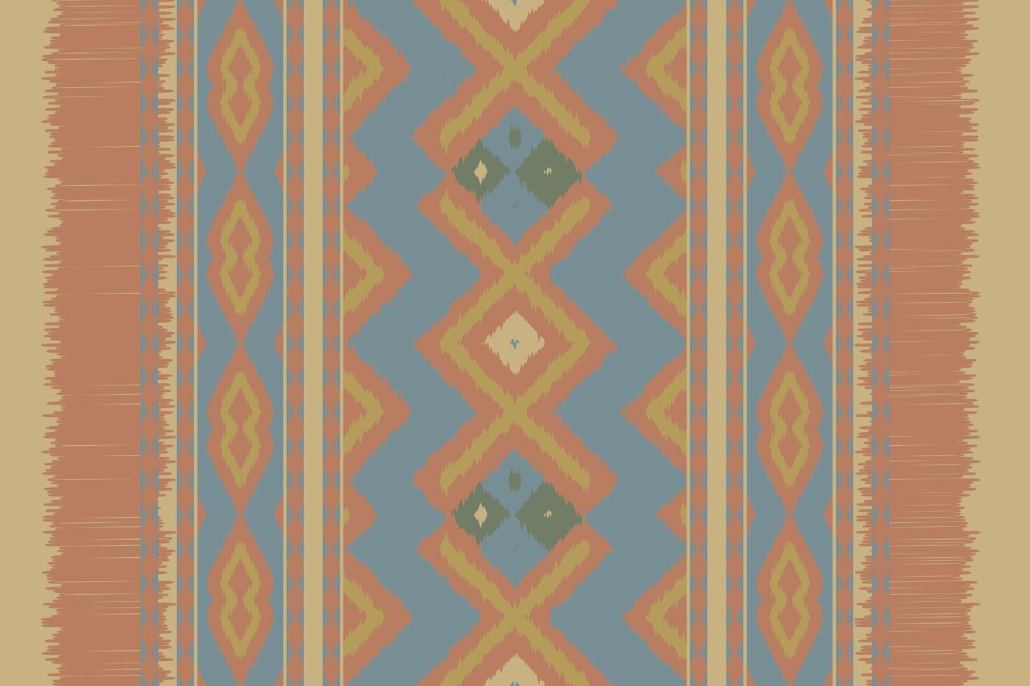 Ikat Seamless Pattern Embroidery Background. Ikat Triangle Geometric Ethnic Oriental Pattern Traditional. Ikat Aztec Style Abstract Design for Print Texture,fabric,saree,sari,carpet. vector