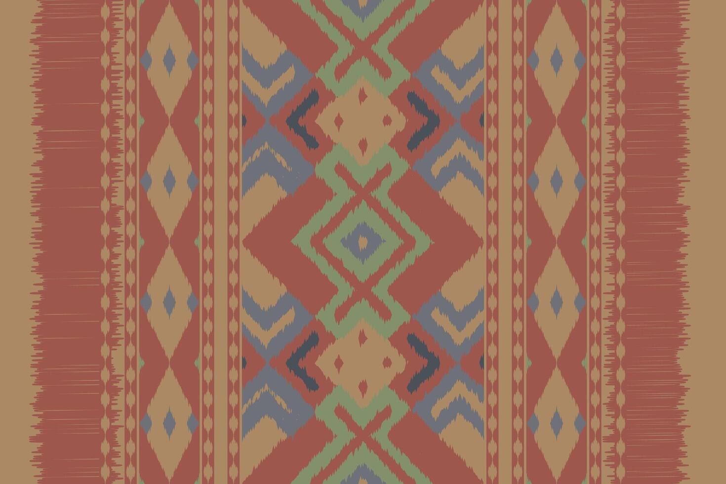 Ikat Seamless Pattern Embroidery Background. Ikat Damask Geometric Ethnic Oriental Pattern traditional.aztec Style Abstract design for Texture,fabric,clothing,wrapping,sarong. vector
