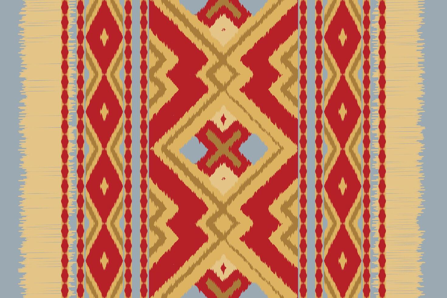 Ikat Fabric Paisley Embroidery Background. Ikat Frame Geometric Ethnic Oriental Pattern traditional.aztec Style Abstract illustration.design for Texture,fabric,clothing,wrapping,sarong. vector