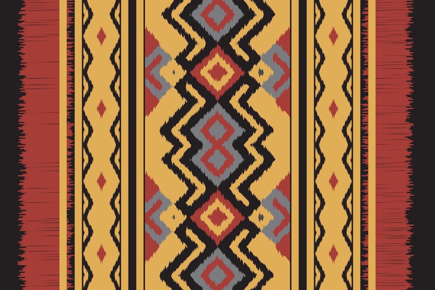 Ikat Seamless Pattern Embroidery Background. Ikat Print Geometric Ethnic Oriental Pattern traditional.aztec Style Abstract illustration.design for Texture,fabric,clothing,wrapping,sarong. vector