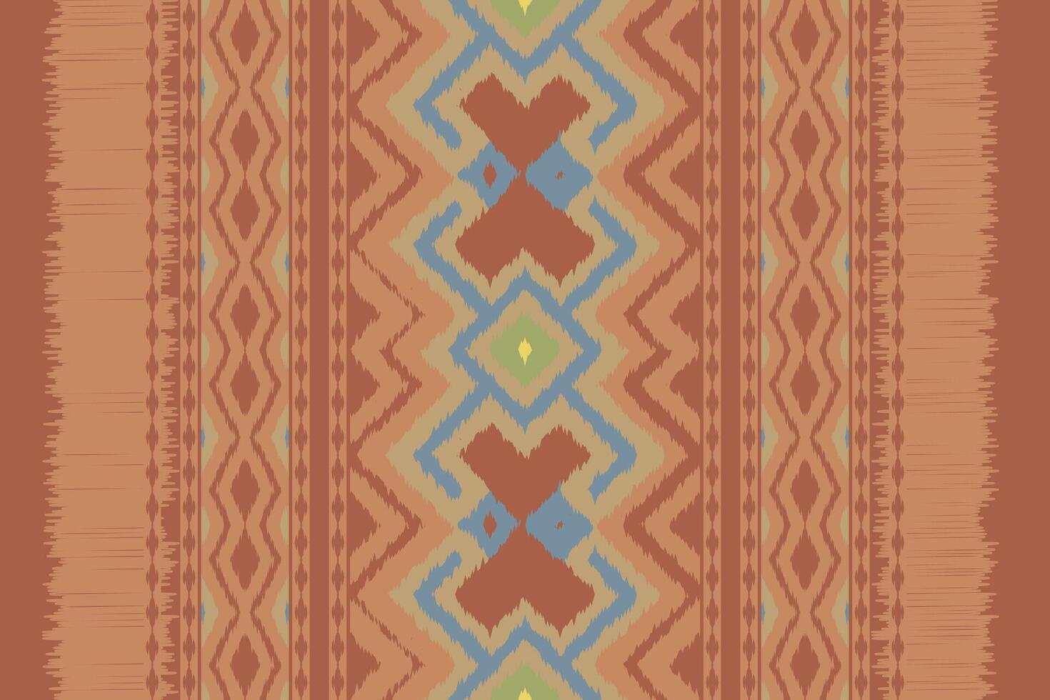Ikat Seamless Pattern Embroidery Background. Ikat Stripes Geometric Ethnic Oriental Pattern traditional.aztec Style Abstract illustration.design for Texture,fabric,clothing,wrapping,sarong. vector