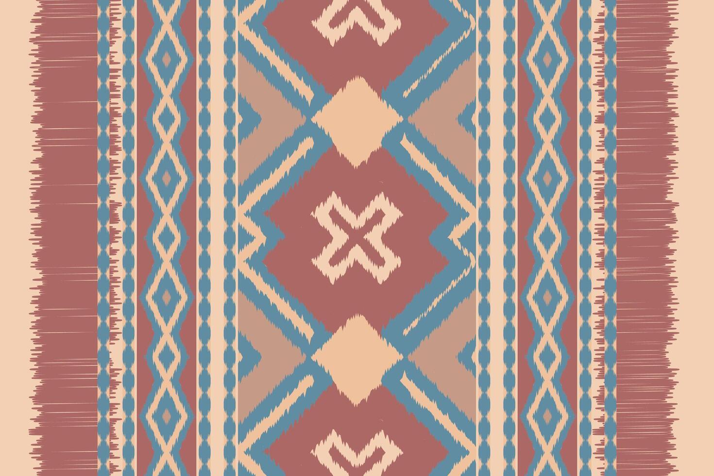 Ikat Seamless Pattern Embroidery Background. Ikat Floral Geometric Ethnic Oriental Pattern traditional.aztec Style Abstract illustration.design for Texture,fabric,clothing,wrapping,sarong. vector
