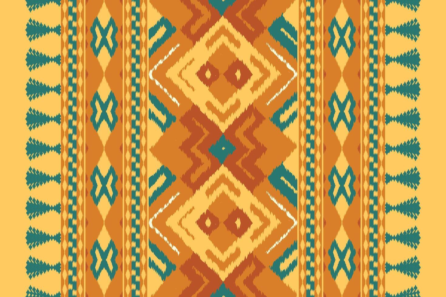 Ikat Paisley Pattern Embroidery Background. Ikat Damask Geometric Ethnic Oriental Pattern traditional.aztec Style Abstract illustration.design for Texture,fabric,clothing,wrapping,sarong. vector
