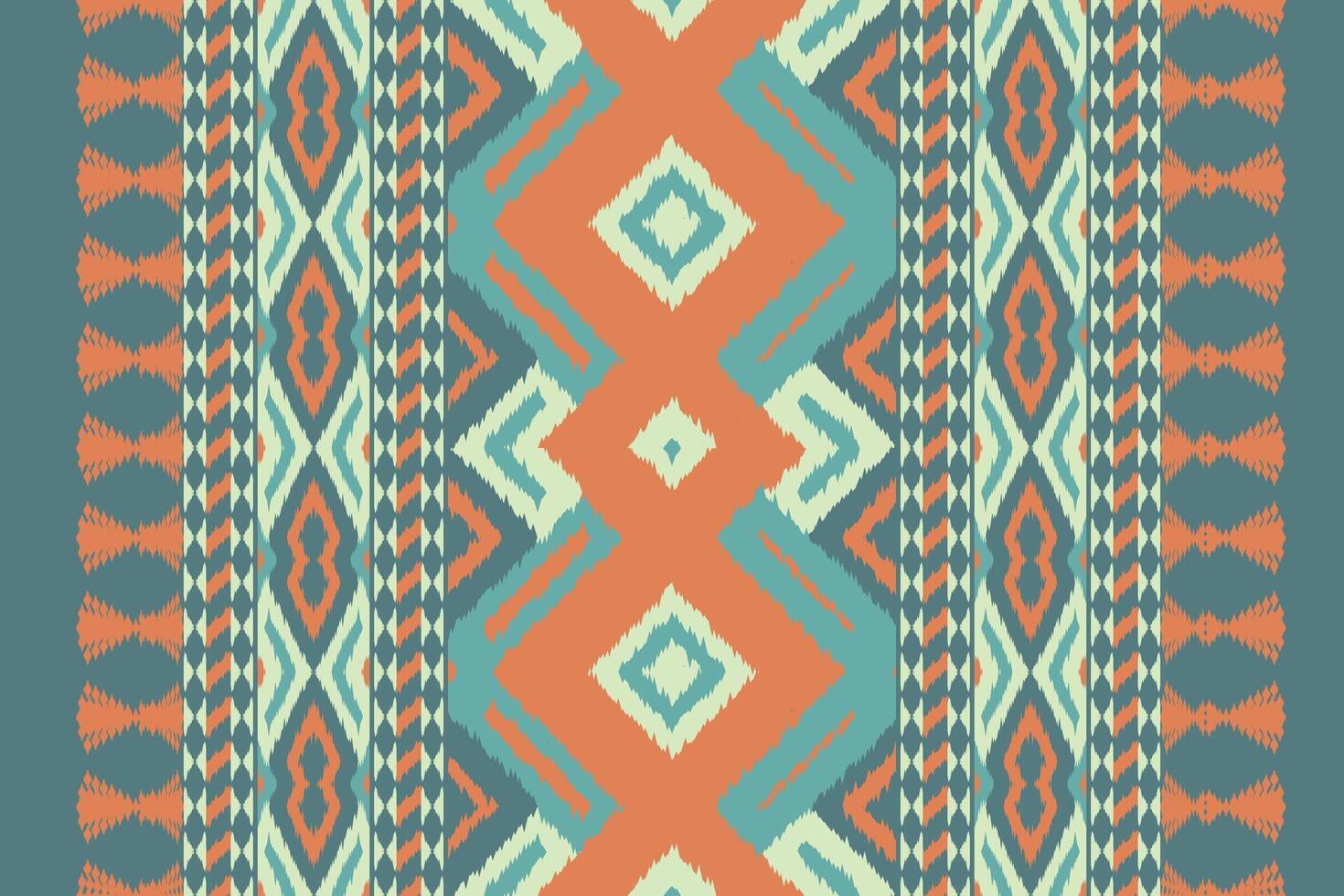 Ikat Paisley Pattern Embroidery Background. Ikat Aztec Geometric Ethnic Oriental Pattern traditional.aztec Style Abstract illustration.design for Texture,fabric,clothing,wrapping,sarong. vector