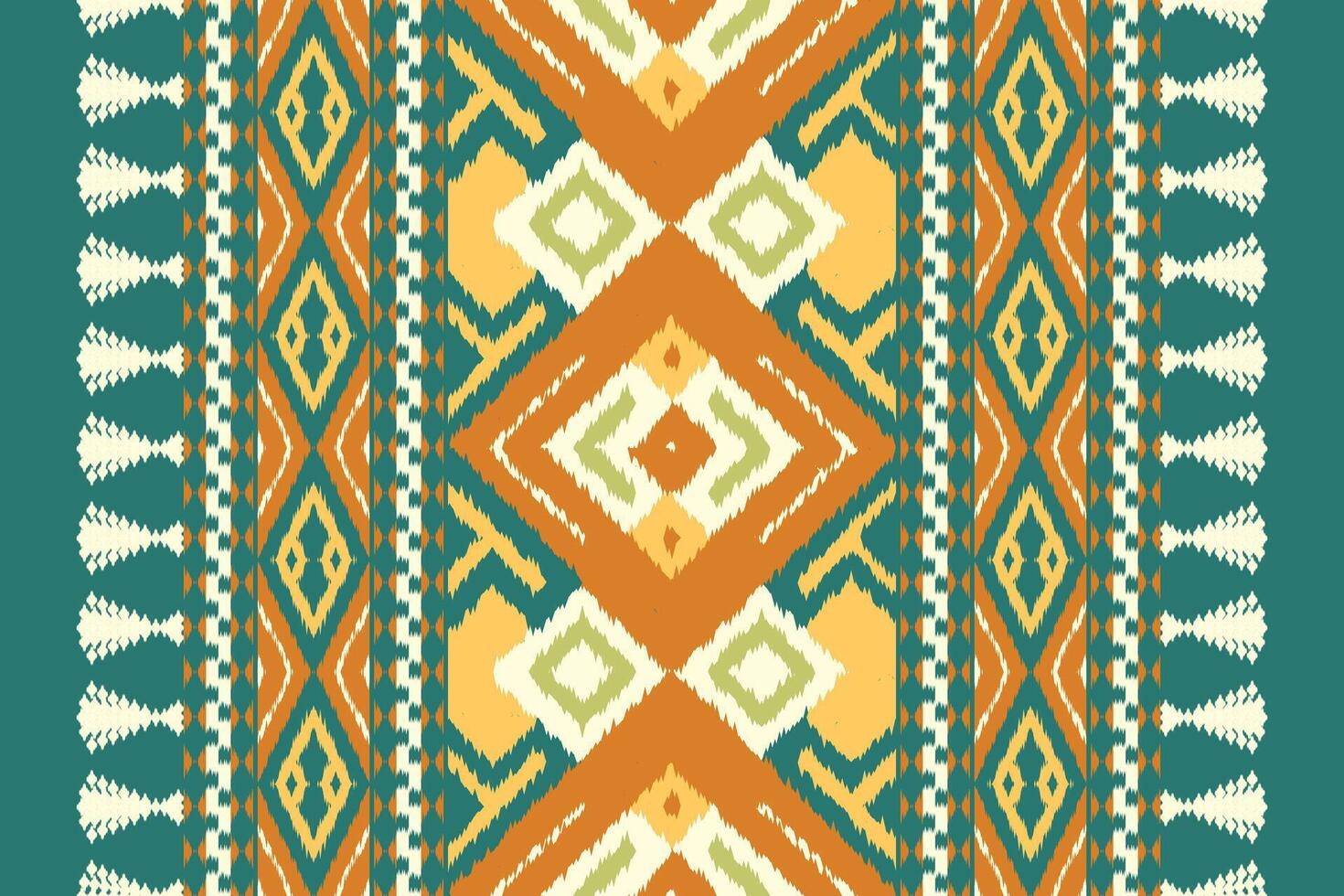 Ikat Paisley Pattern Embroidery Background. Ikat Diamond Geometric Ethnic Oriental Pattern traditional.aztec Style Abstract illustration.design for Texture,fabric,clothing,wrapping,sarong. vector
