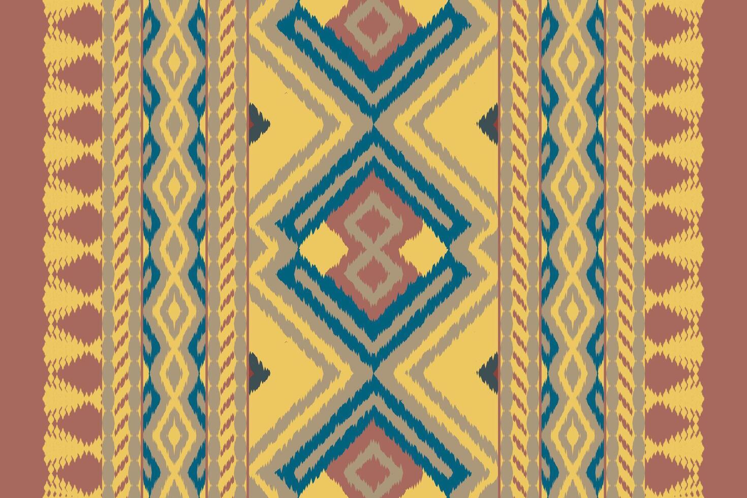 Ikat Floral Paisley Embroidery Background. Ikat Seamless Pattern Geometric Ethnic Oriental Pattern traditional.aztec Style Abstract design Texture,fabric,clothing,wrapping,sarong. vector
