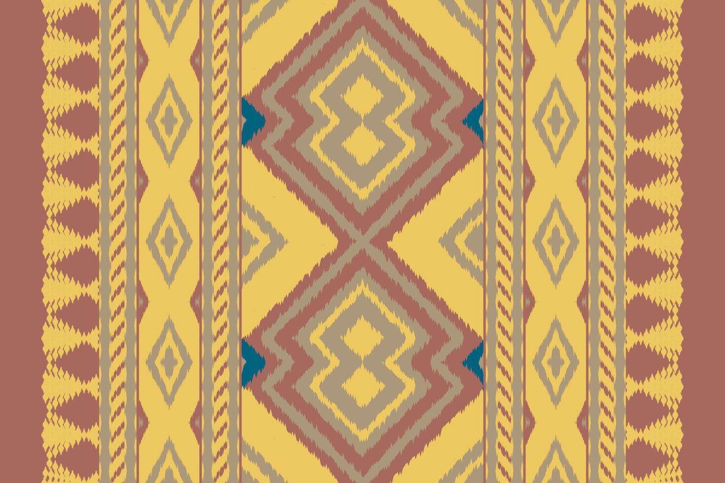 Ikat Floral Paisley Embroidery Background. Ikat Seamless Geometric Ethnic Oriental Pattern traditional.aztec Style Abstract illustration.design for Texture,fabric,clothing,wrapping,sarong. vector