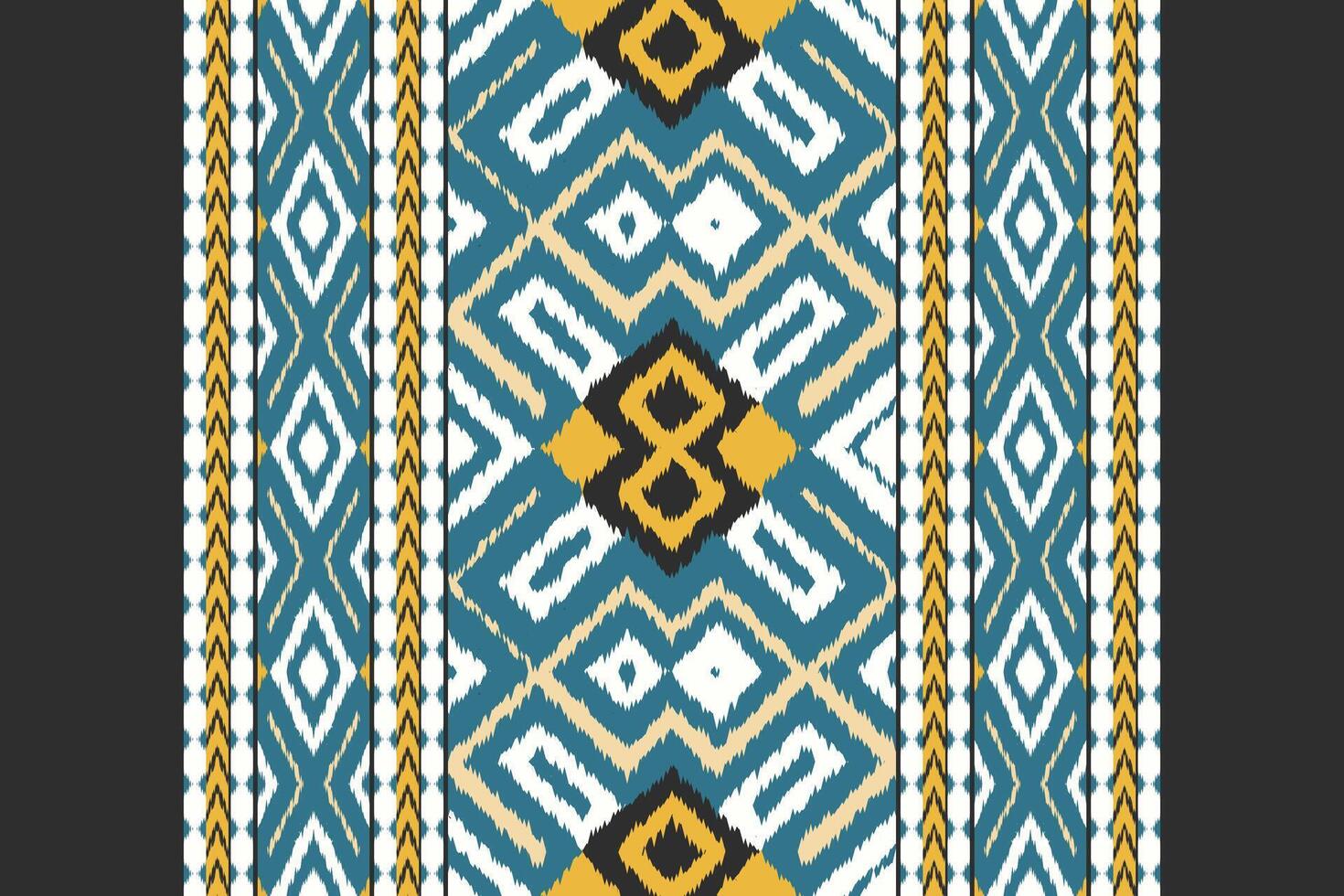 Ikat Paisley Pattern Embroidery Background. Ikat Triangle Geometric Ethnic Oriental Pattern traditional.aztec Style Abstract illustration.design for Texture,fabric,clothing,wrapping,sarong. vector