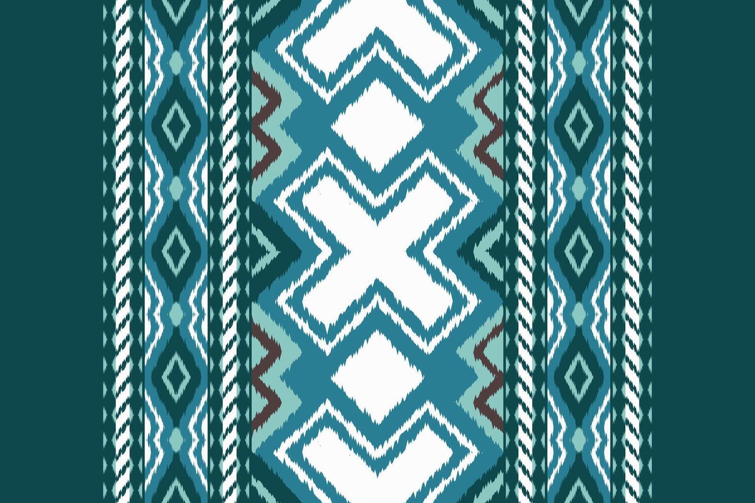 Ikat Paisley Pattern Embroidery Background. Ikat Fabric Geometric Ethnic Oriental Pattern traditional.aztec Style Abstract illustration.design for Texture,fabric,clothing,wrapping,sarong. vector