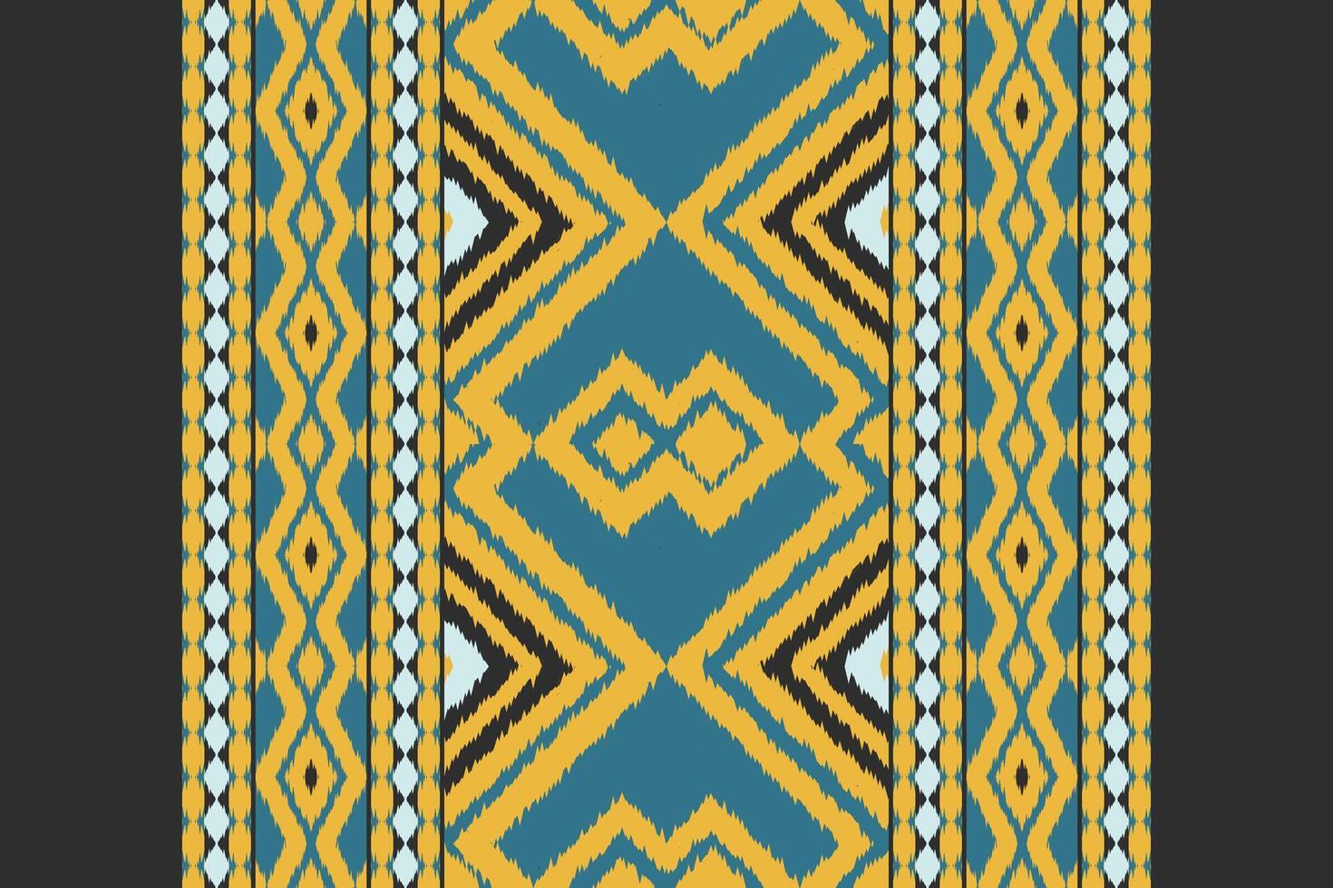 Ikat Damask Embroidery Background. Ikat Stripes Geometric Ethnic Oriental Pattern traditional.aztec Style Abstract illustration.design for Texture,fabric,clothing,wrapping,sarong. vector