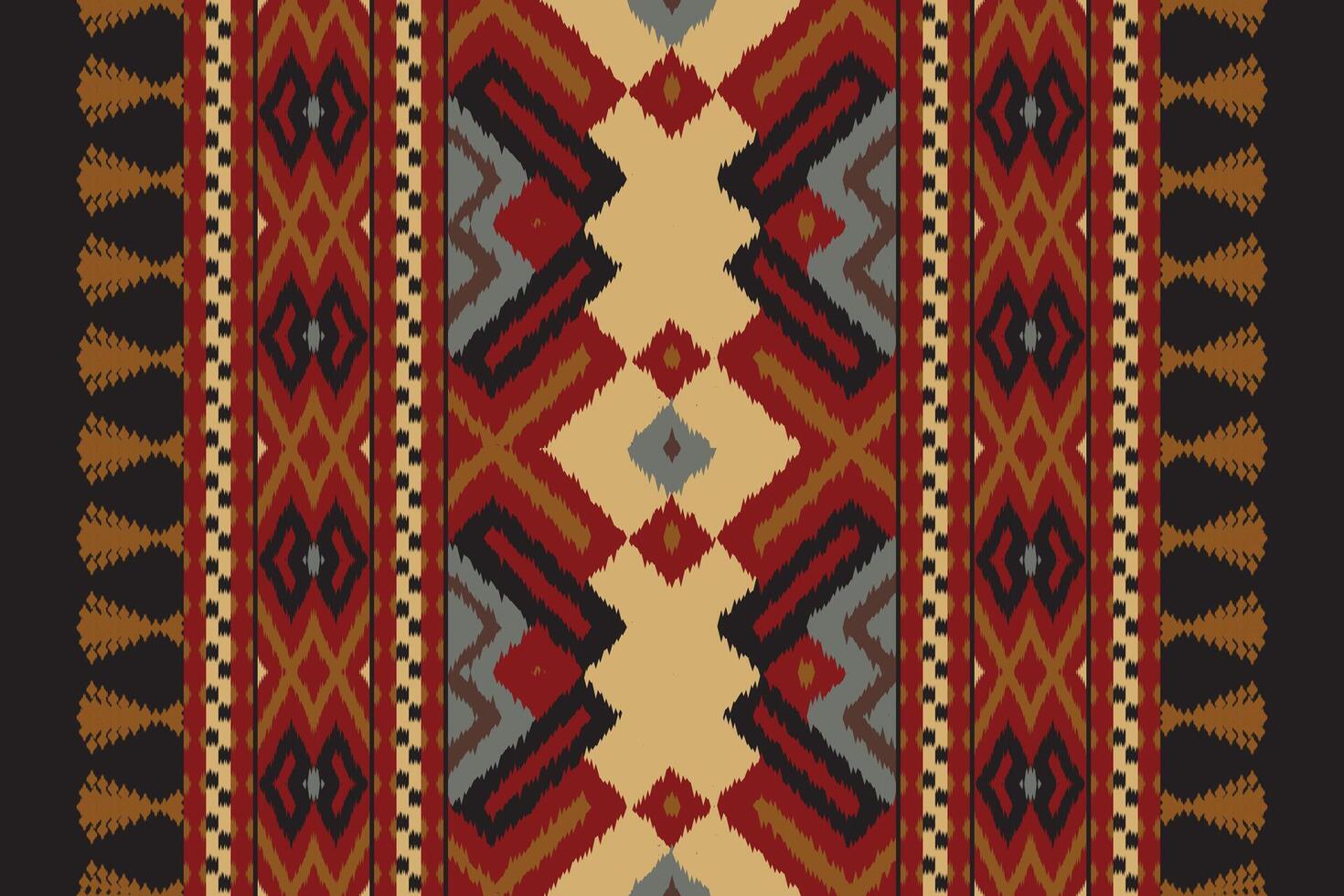 Ikat Paisley Pattern Embroidery Background. Ikat Seamless Pattern Geometric Ethnic Oriental Pattern traditional.aztec Style Abstract design for Texture,fabric,clothing,wrapping,sarong. vector