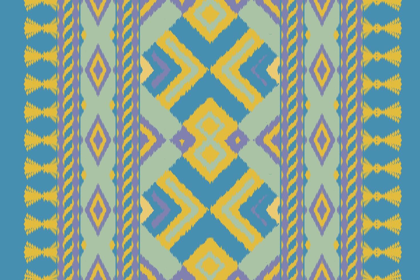Ikat Fabric Paisley Embroidery Background. Ikat Pattern Geometric Ethnic Oriental Pattern traditional.aztec Style Abstract illustration.design for Texture,fabric,clothing,wrapping,sarong. vector