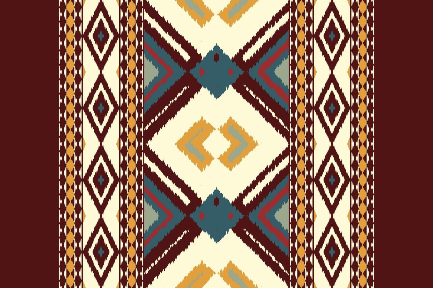 Motif Ikat Seamless Pattern Embroidery Background. Ikat Print Geometric Ethnic Oriental Pattern traditional.aztec Style Abstract design for Texture,fabric,clothing,wrapping,sarong. vector