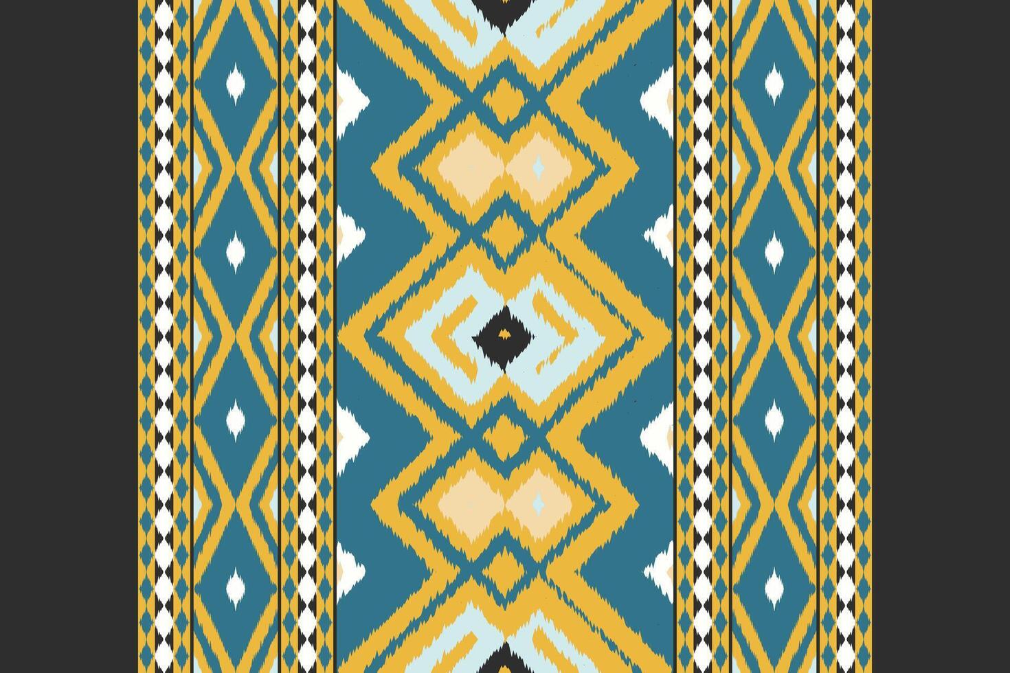 Ikat Damask Embroidery Background. Ikat Seamless Geometric Ethnic Oriental Pattern traditional.aztec Style Abstract illustration.design for Texture,fabric,clothing,wrapping,sarong. vector