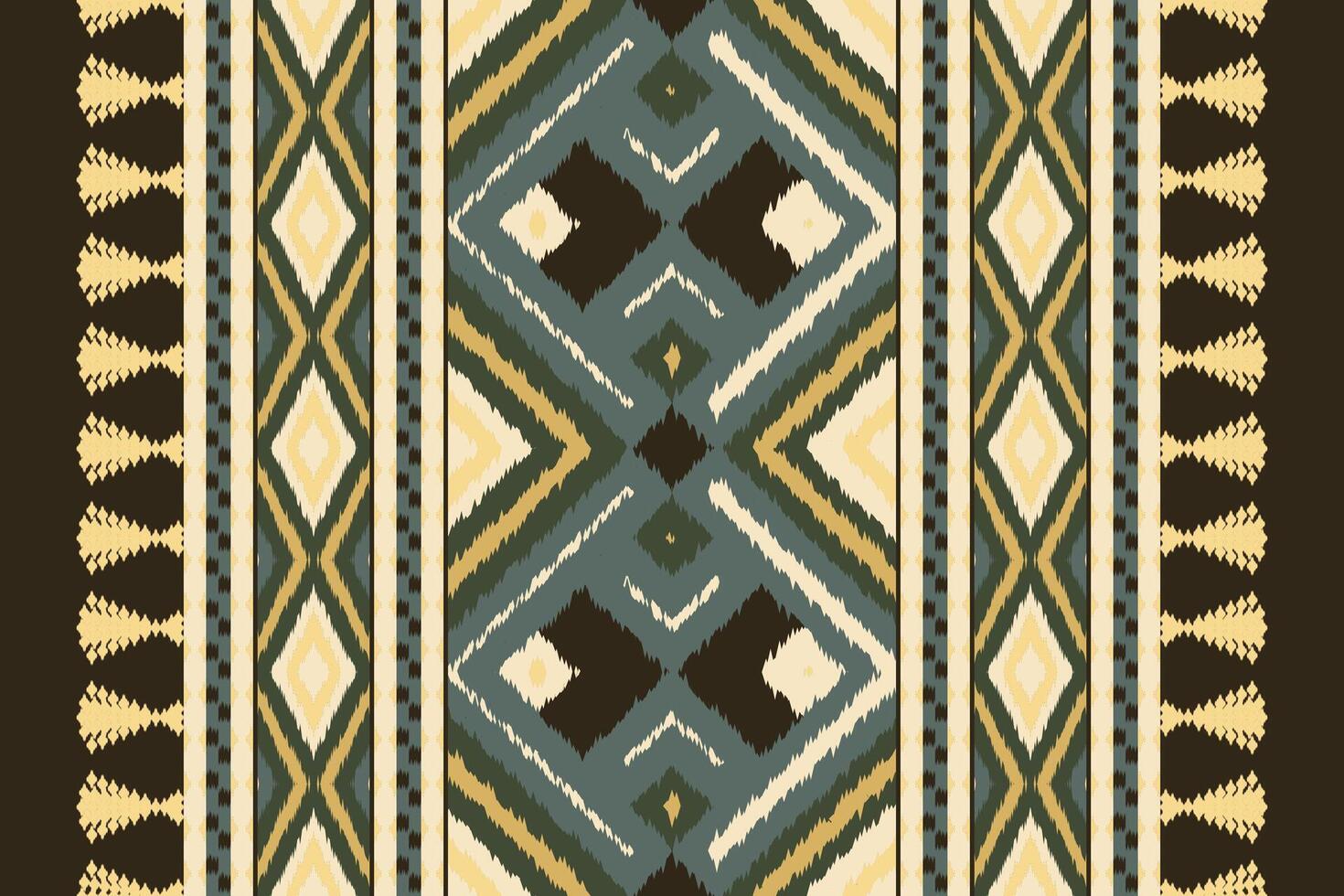 Ikat Paisley Pattern Embroidery Background. Ikat Print Geometric Ethnic Oriental Pattern traditional.aztec Style Abstract illustration.design for Texture,fabric,clothing,wrapping,sarong. vector
