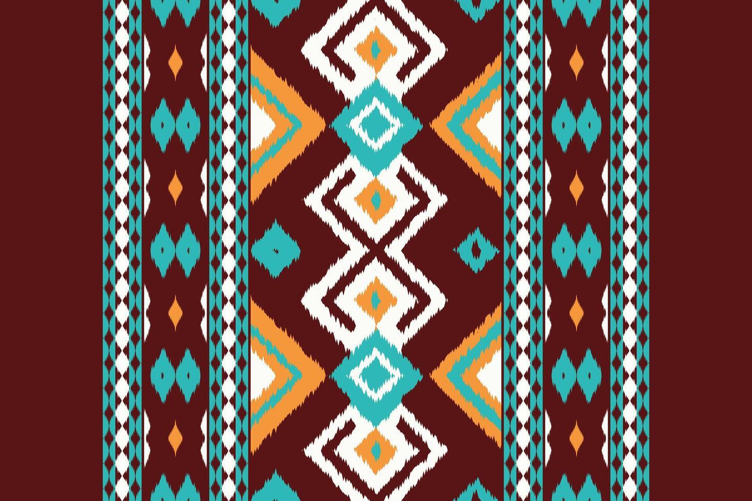 Motif Ikat Paisley Embroidery Background. Ikat Frame Geometric Ethnic Oriental Pattern traditional.aztec Style Abstract illustration.design for Texture,fabric,clothing,wrapping,sarong. vector