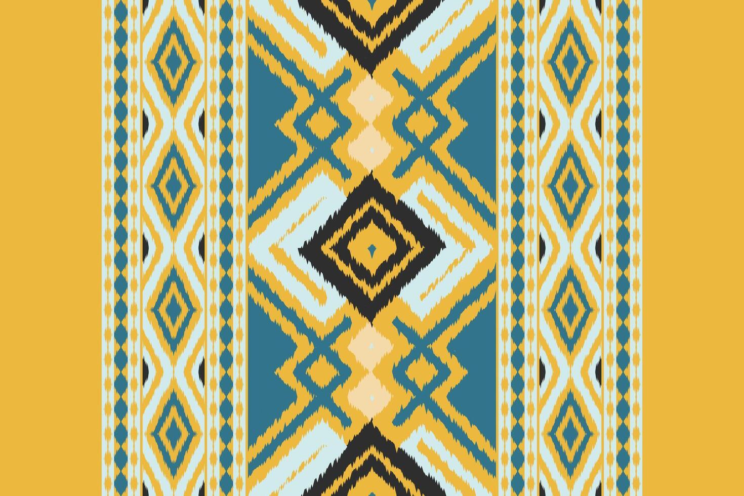 Ikat Paisley Pattern Embroidery Background. Ikat Triangle Geometric Ethnic Oriental Pattern traditional.aztec Style Abstract illustration.design for Texture,fabric,clothing,wrapping,sarong. vector