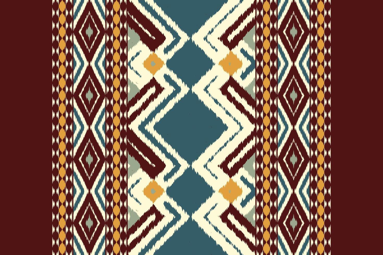 Ikat Seamless Pattern Embroidery Background. Ikat Background Geometric Ethnic Oriental Pattern traditional.aztec Style Abstract design for Texture,fabric,clothing,wrapping,sarong. vector