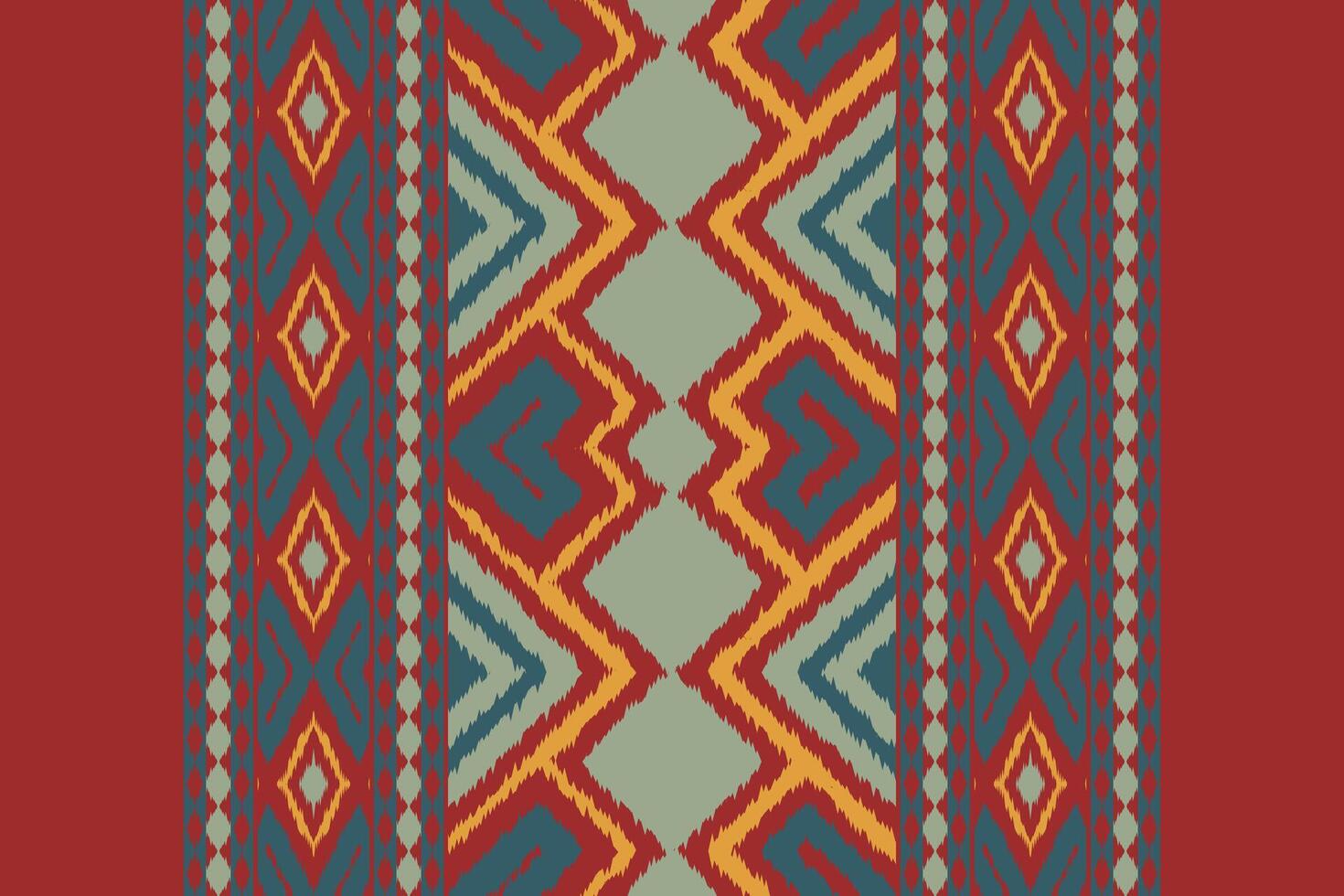 Motif Ikat Seamless Pattern Embroidery Background. Ikat Flowers Geometric Ethnic Oriental Pattern Traditional. Ikat Aztec Style Abstract Design for Print Texture,fabric,saree,sari,carpet. vector