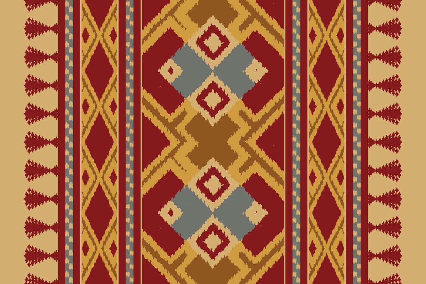 Ikat Paisley Pattern Embroidery Background. Ikat Pattern Geometric Ethnic Oriental Pattern traditional.aztec Style Abstract illustration.design for Texture,fabric,clothing,wrapping,sarong. vector