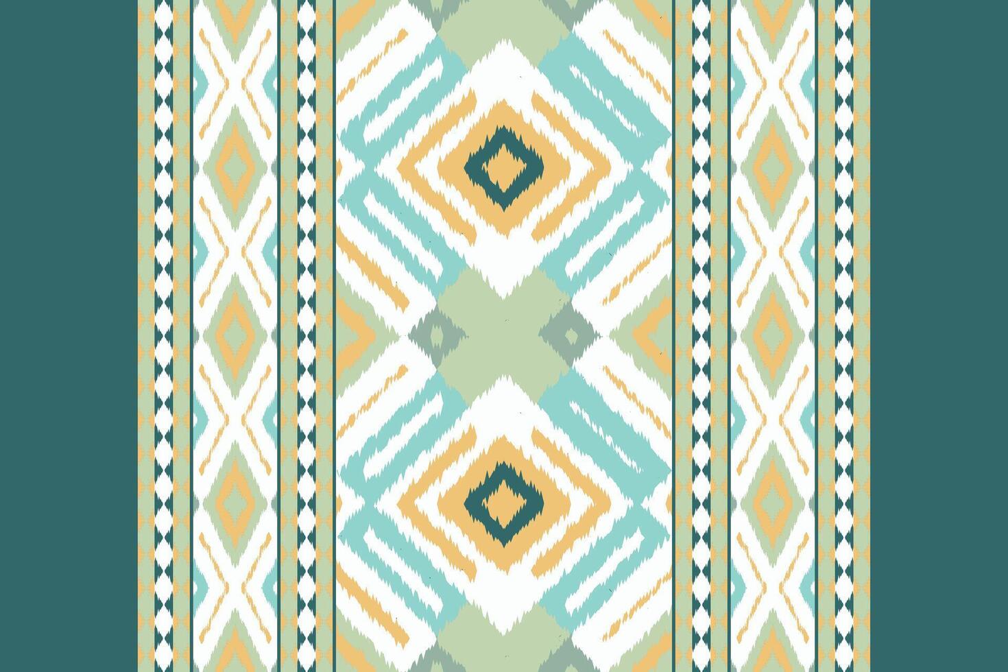 Ikat Floral Paisley Embroidery Background. Ikat Print Geometric Ethnic Oriental Pattern traditional.aztec Style Abstract illustration.design for Texture,fabric,clothing,wrapping,sarong. vector