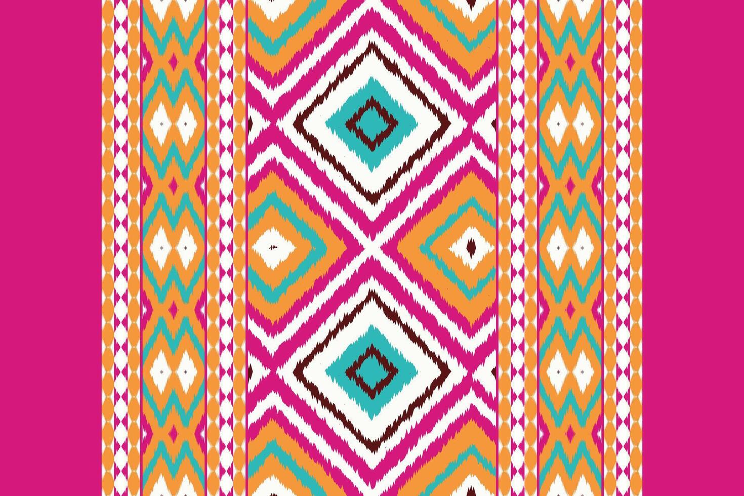 Ikat Fabric Paisley Embroidery Background. Ikat Floral Geometric Ethnic Oriental Pattern traditional.aztec Style Abstract illustration.design for Texture,fabric,clothing,wrapping,sarong. vector