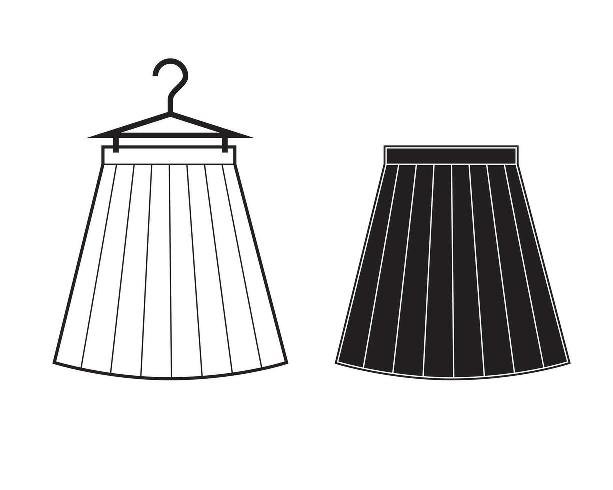 short pleated skirt line icon, sign. vector