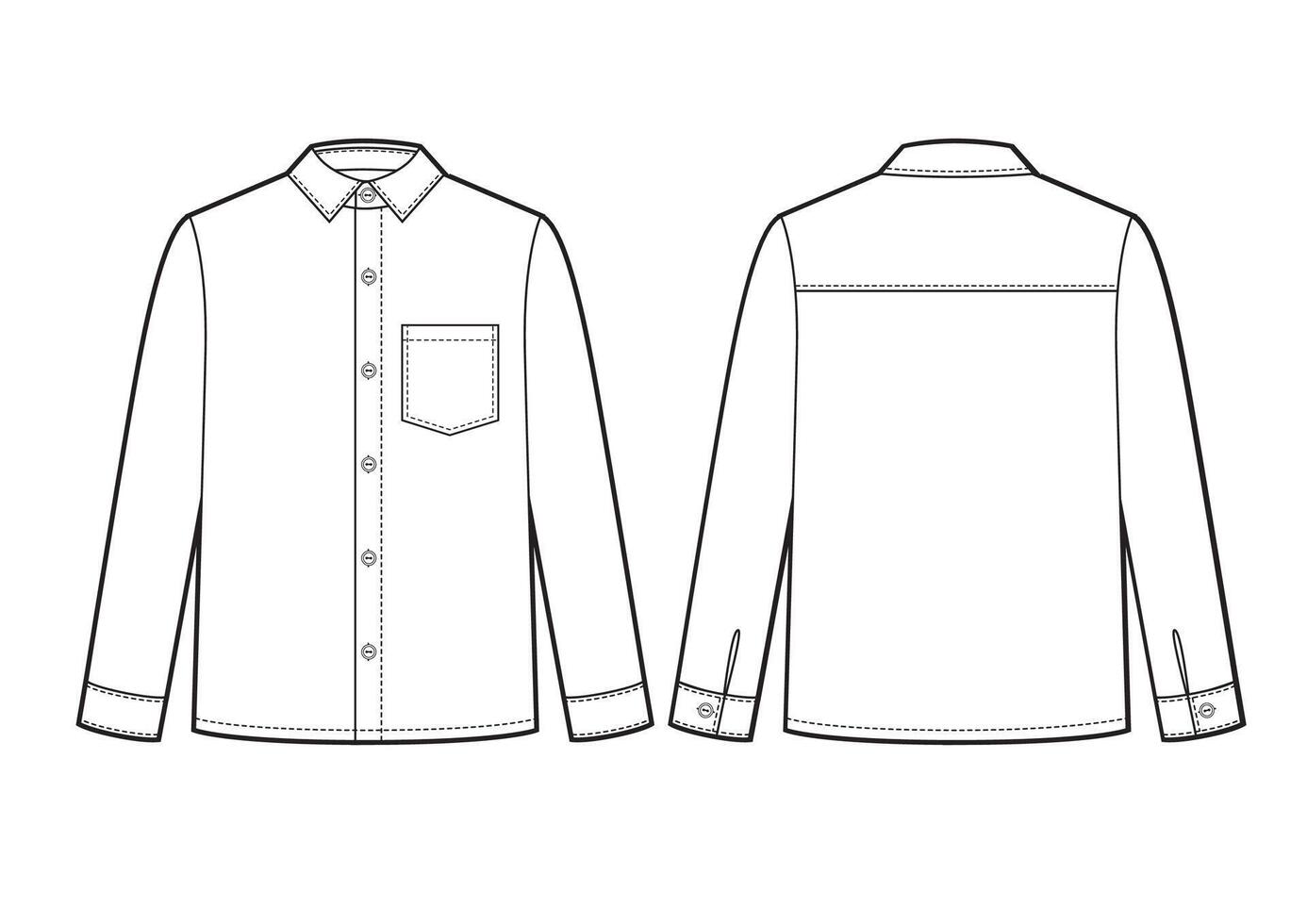 Kids Shirt flat sketch, fashion template vector