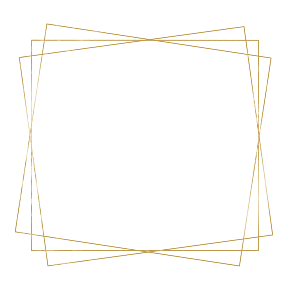Gold Geometric Square Frame on a Transparent Background png