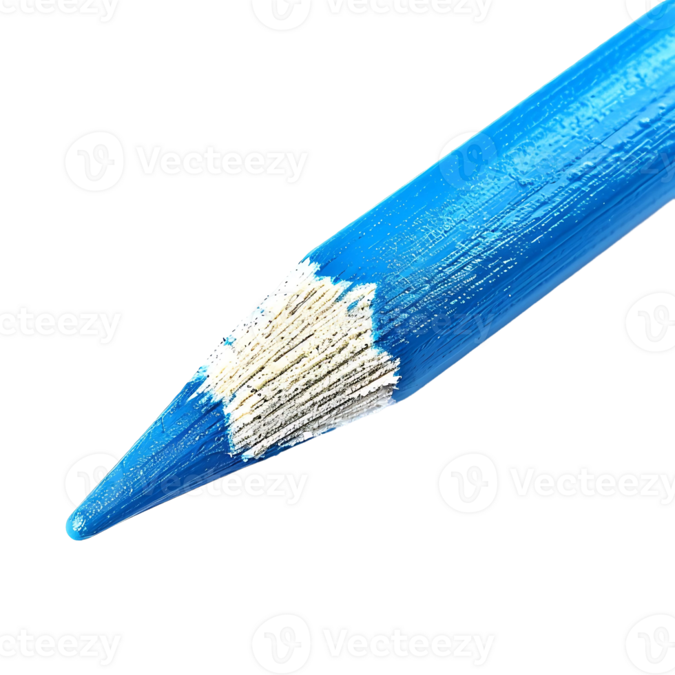 A close-up of a blue chalk pencil with a sharpened tip png