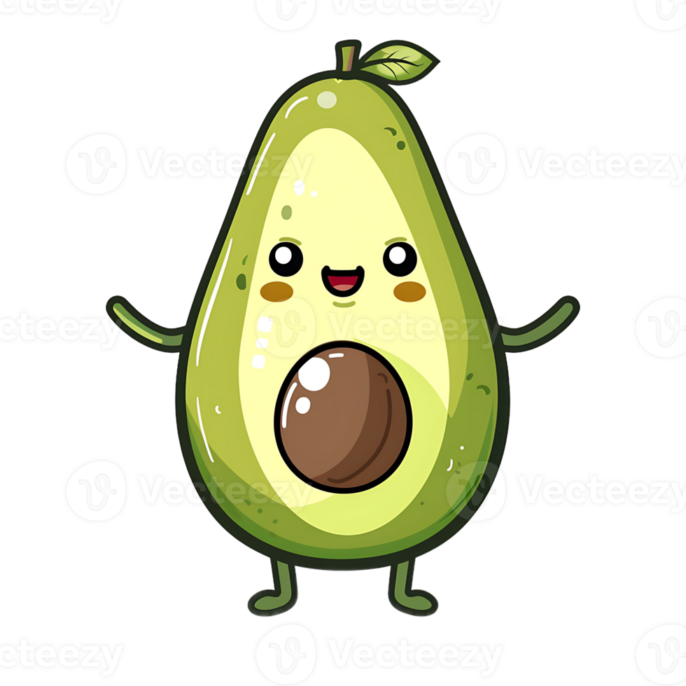 A cute, happy cartoon avocado with arms outstretched png