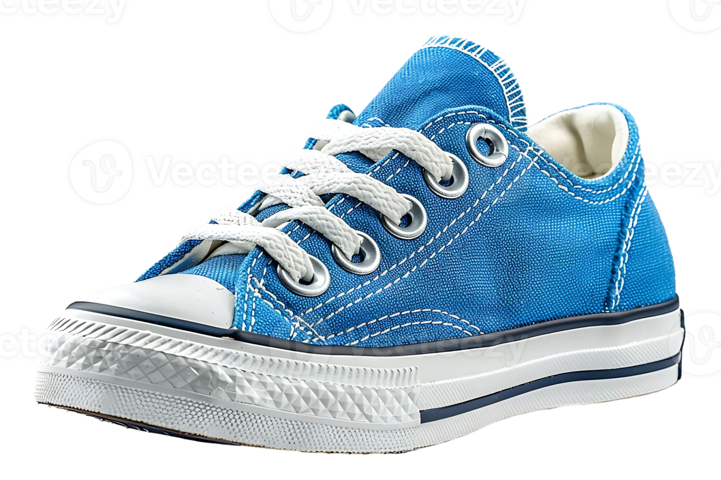 A blue sneaker with white laces and sole png