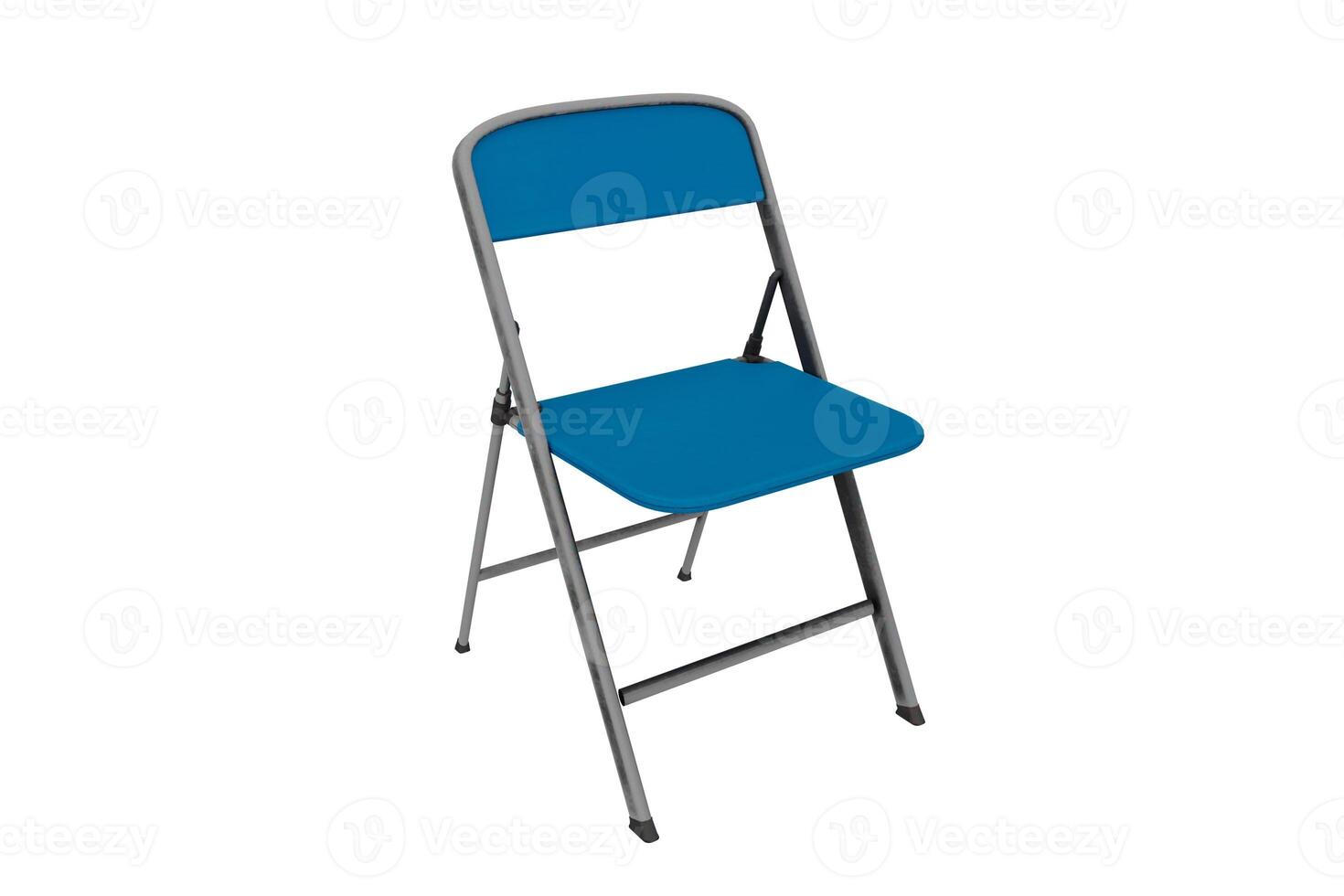 folding blue metal chair photo