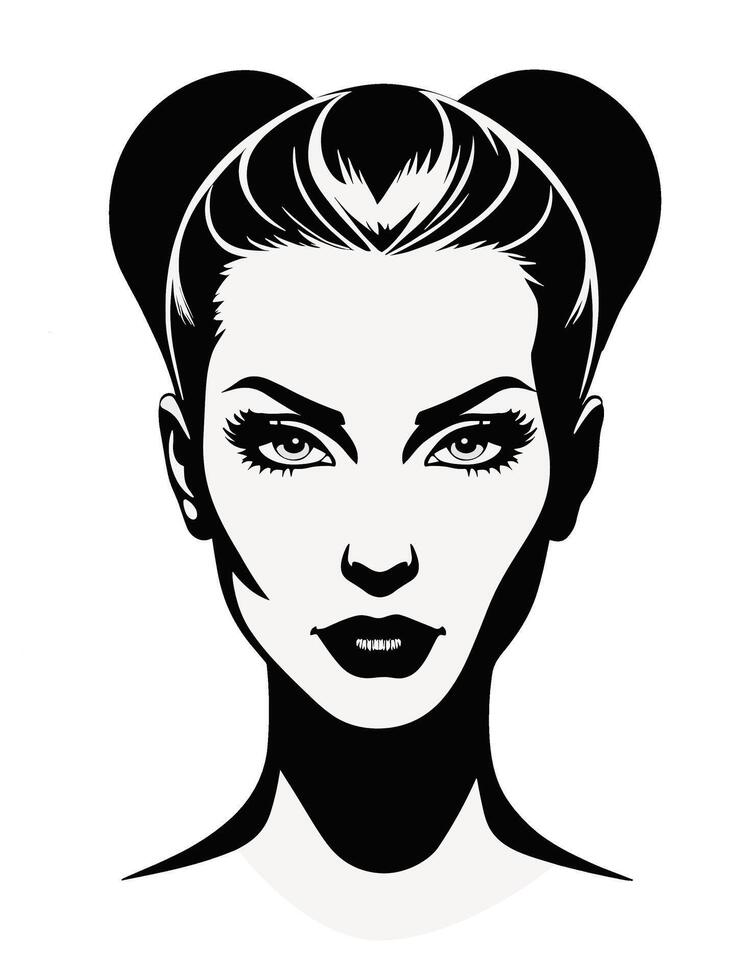 Rebellious updo with symmetrical buns on the sides hairstyle 90s vector
