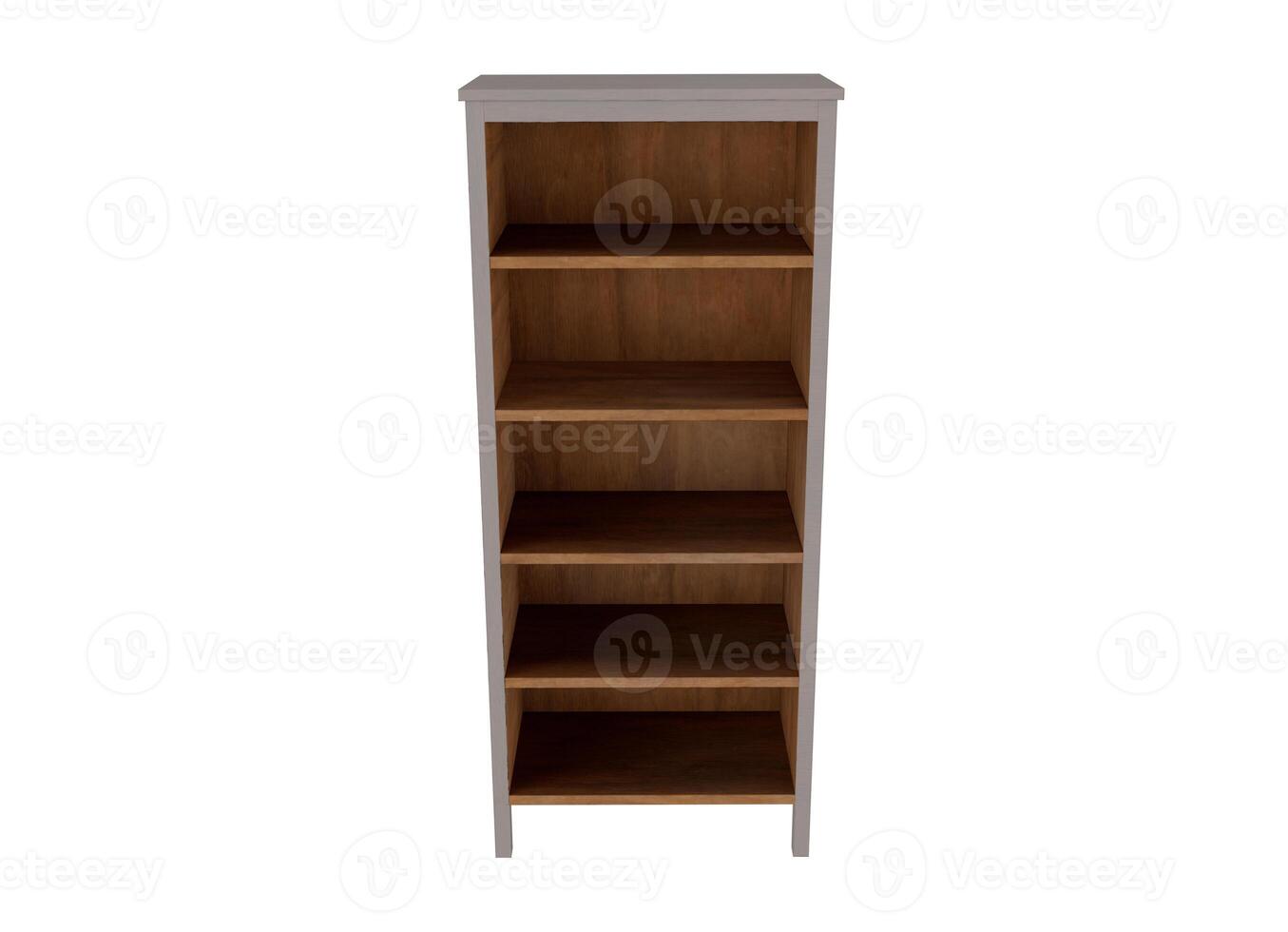 3d rendering empty wooden cabinet shelf photo