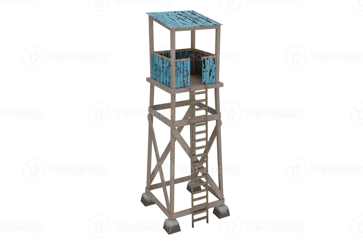 3d rendering wooden watchtower with ladder photo