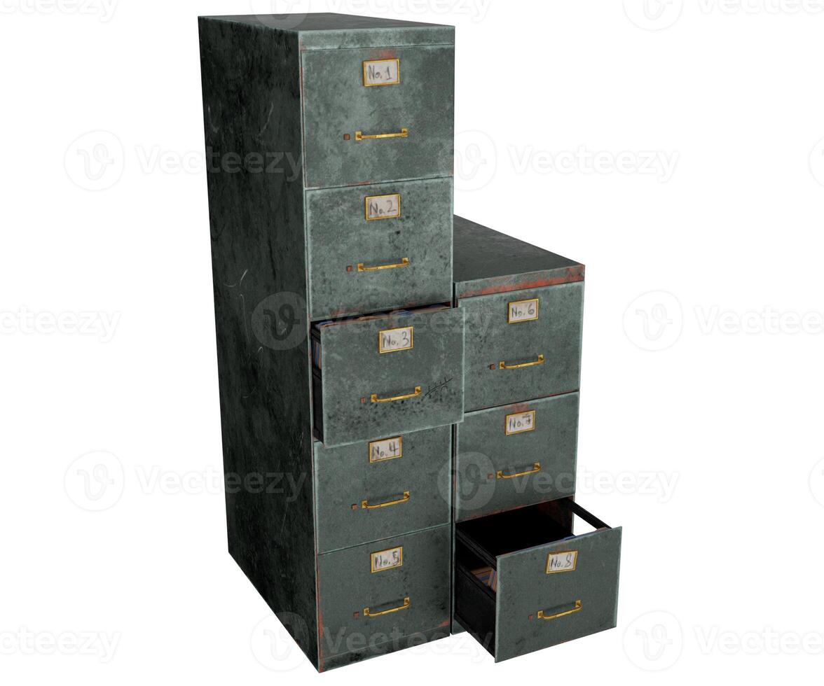 3d rendering rustic office filing cabinet photo