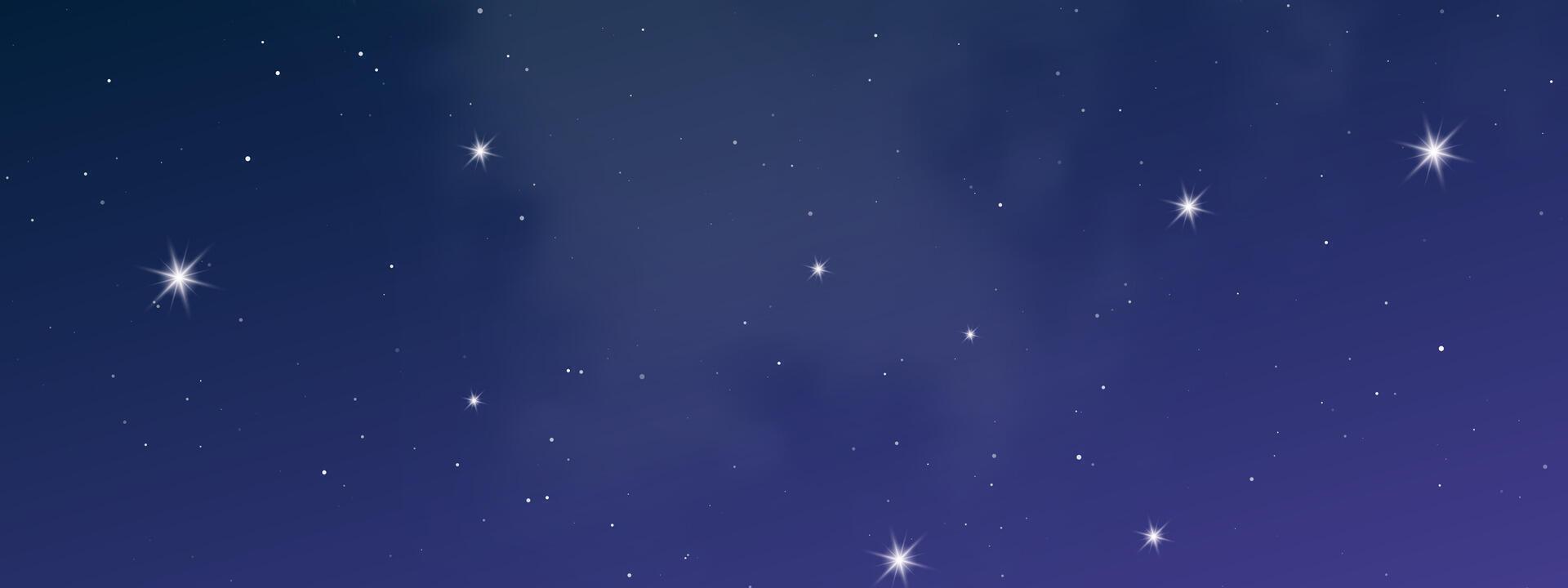 Night sky with clouds and many stars vector