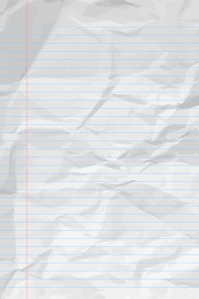 White clean crumpled notebook paper with lines vector