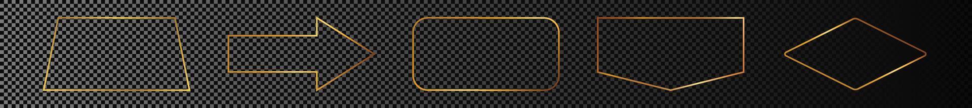 Gold glowing different geometric shape frame vector