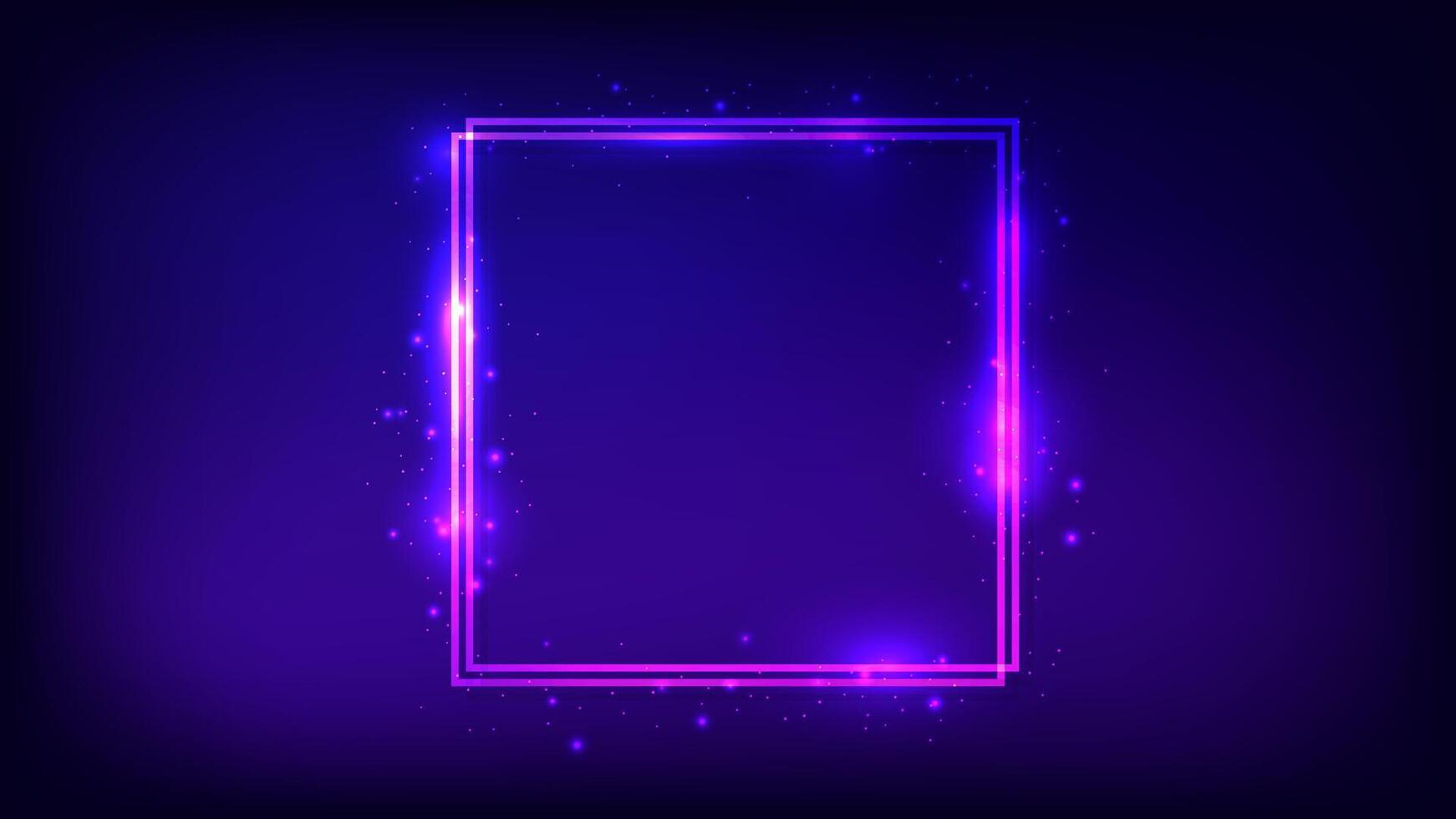 Neon double square frame vector