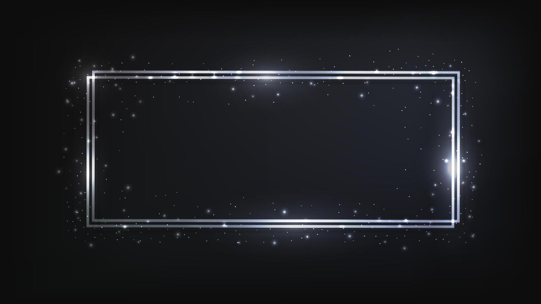 Neon double rectangular frame vector