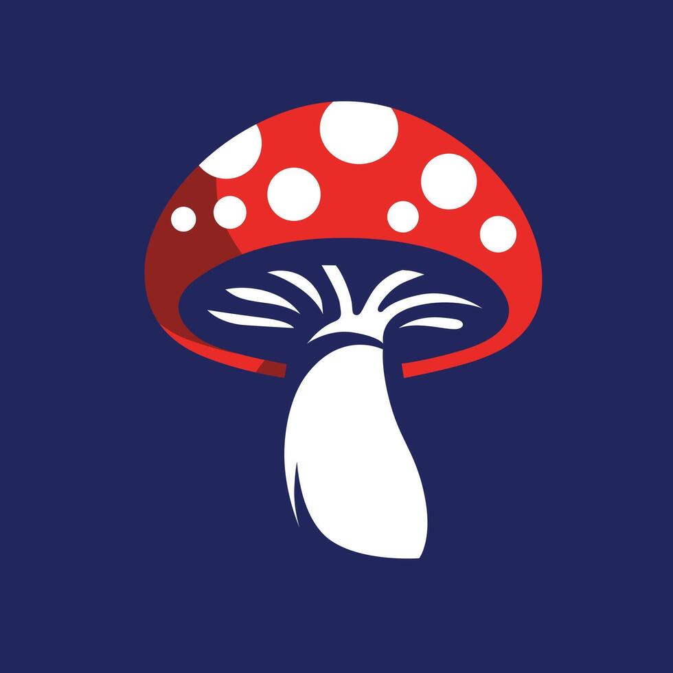 a mushroom with a red cap and white polka dots, with a white stalk, called fly agaric vector