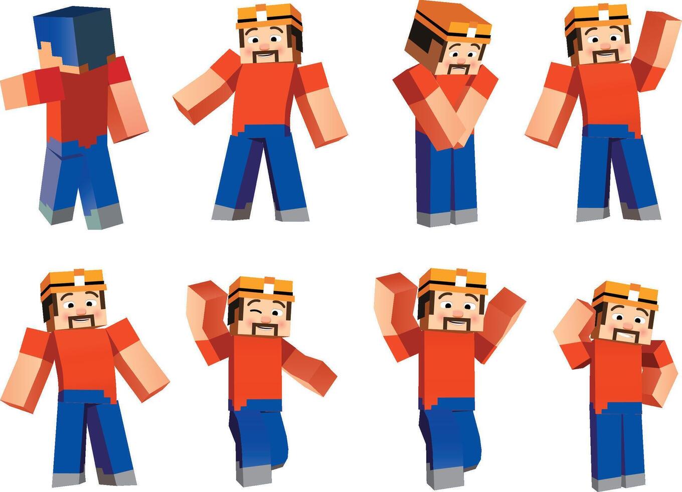 Character, cube, square, man, boy, children, emotions vector