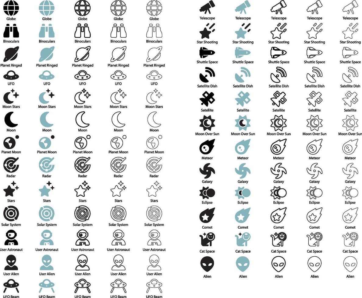 Astronomy space Icons set for web and document design. Free vector