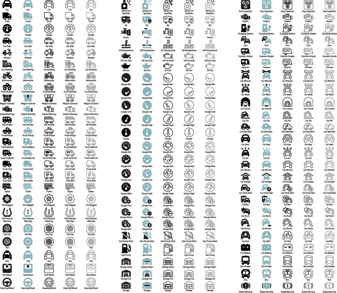 Automotive car Icons set for web and document design. free vector
