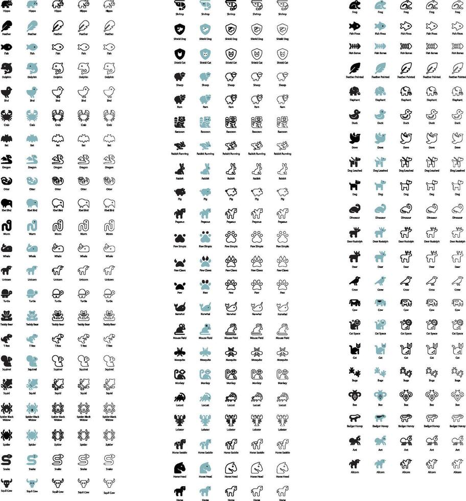 Animal Icon set for web application and docuent design. free vector
