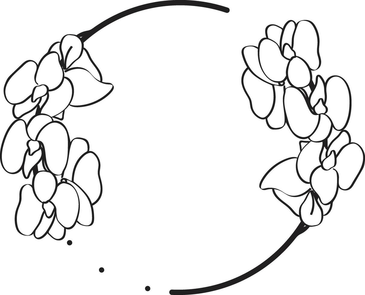 Orchid Frame Design Hand Drawing vector