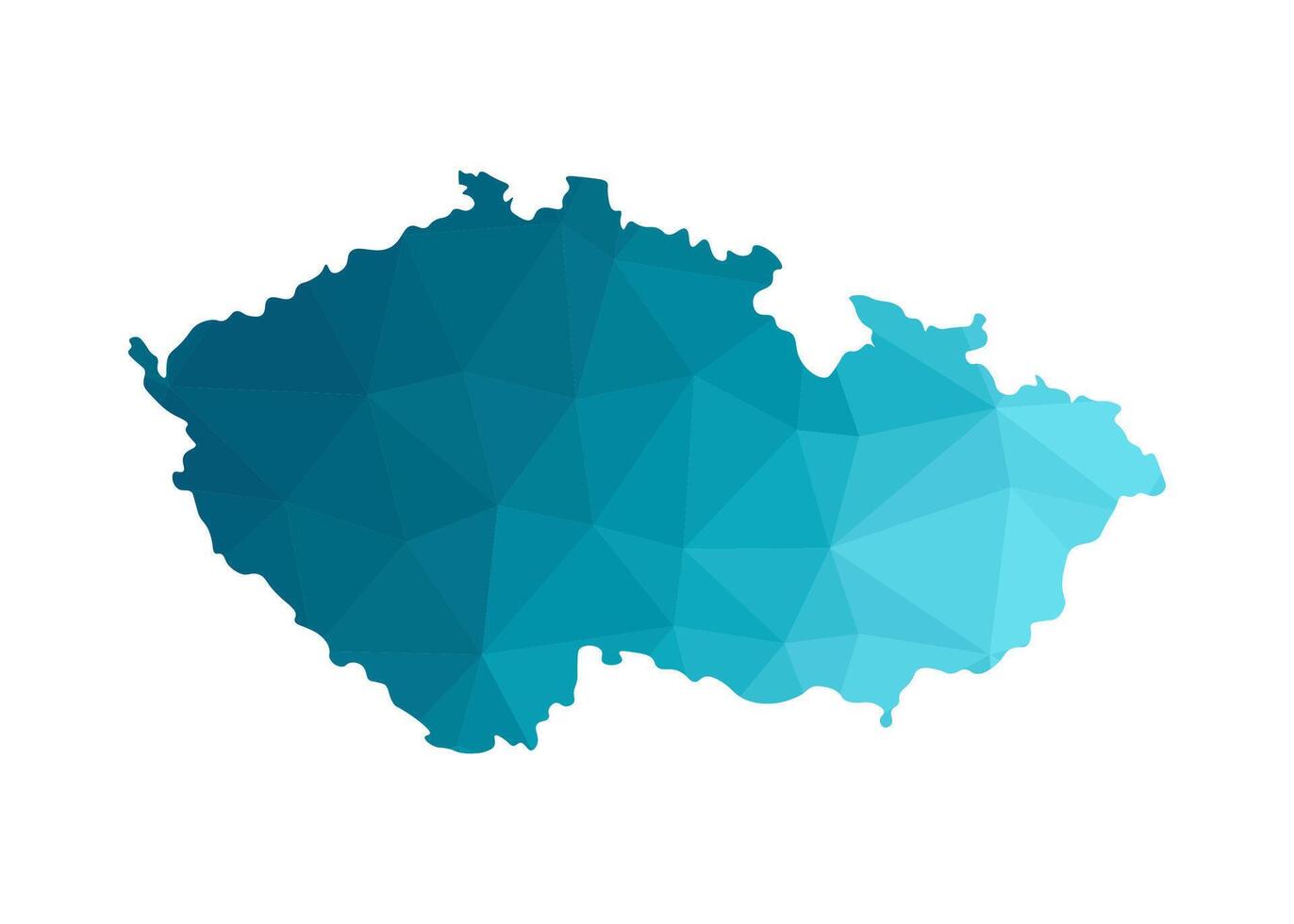 isolated illustration icon with simplified blue silhouette of Czech Republic map. Polygonal geometric style. White background vector